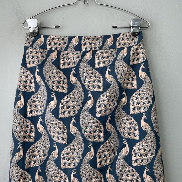 Ann Taylor Pencil Skirt Size 2 Teal Peacock Brocade Jacquard Tapestry Elegant - Picture 2 of 10